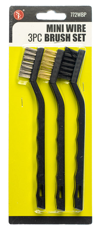 7" Plastic Handle Mini Wire Brush Brass Bristle