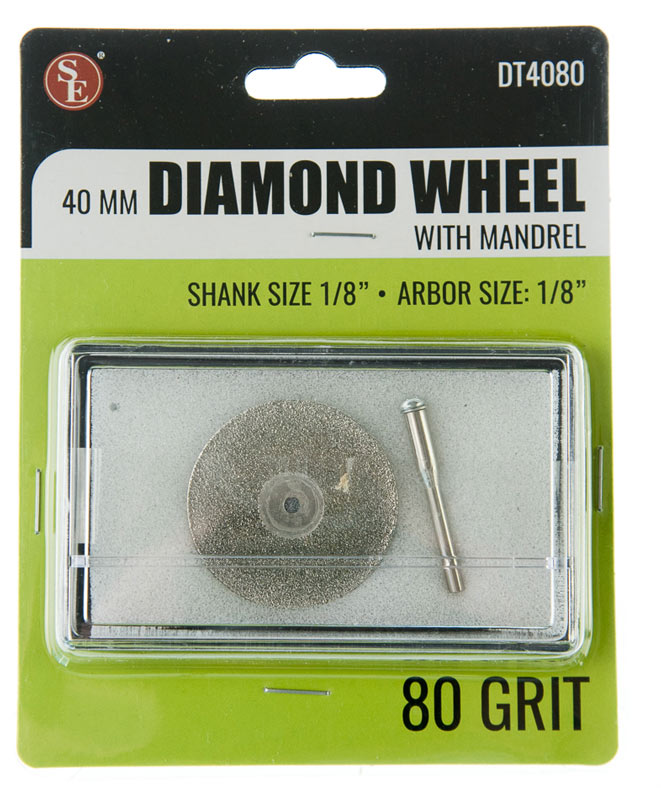 80 Grit 40mm Diamond Wheel with Mandrel (1/8"Arbor/Shank)