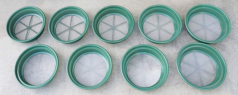 Bandeja tamizadora apilable de malla de 13-1/4", para lavado de oro