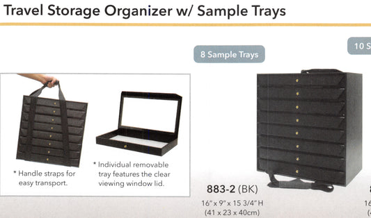 Organizador de almacenamiento de viaje con bandejas de muestra