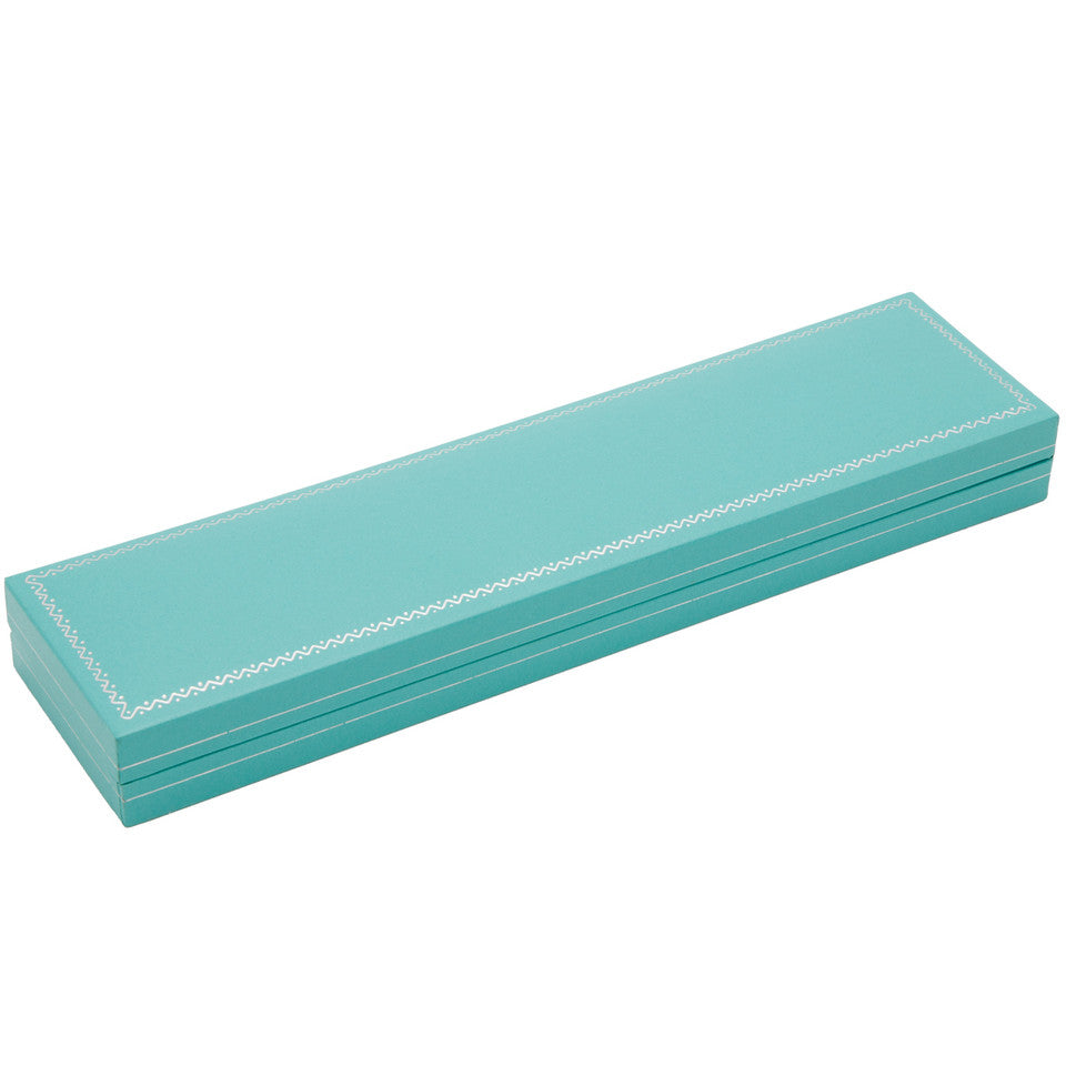 Caja clásica de cuero sintético de color azul verdoso