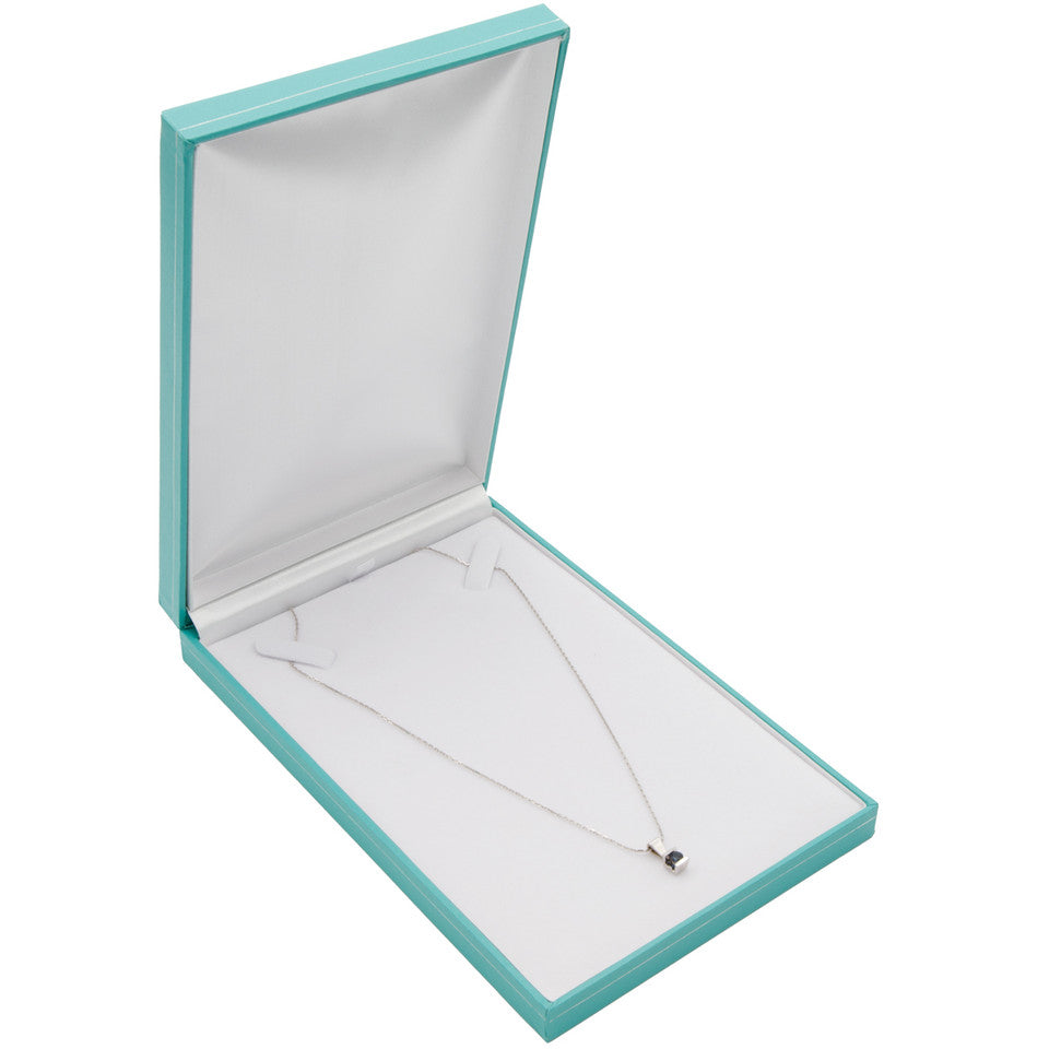 Caja clásica de cuero sintético de color azul verdoso