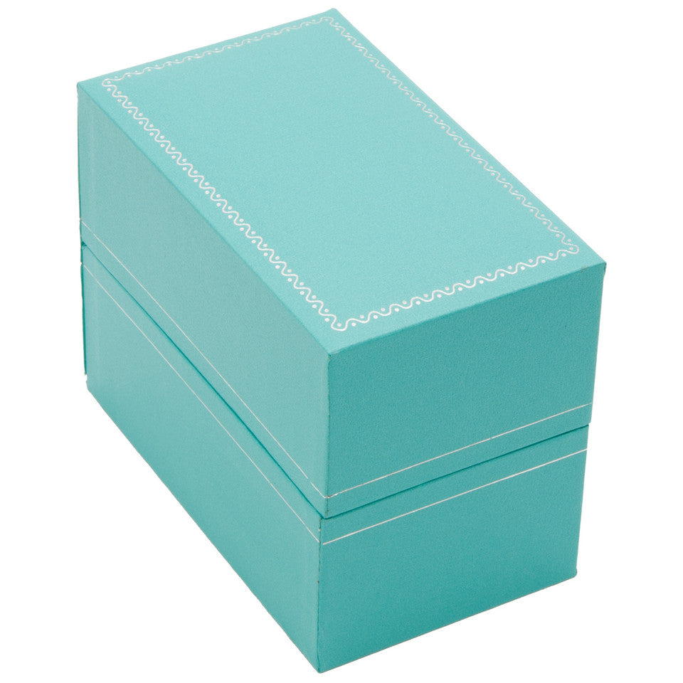 Caja clásica de cuero sintético de color azul verdoso