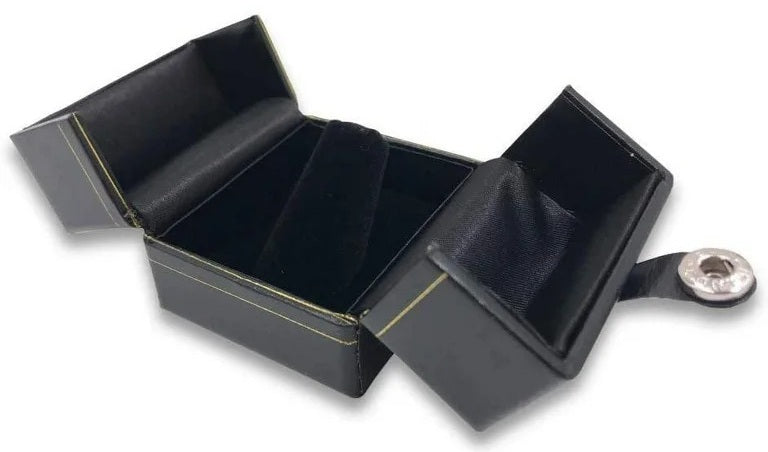 Caja de cuero sintético de lujo con cierre a presión