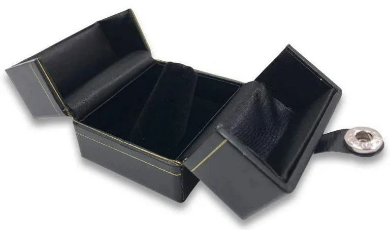 Caja de cuero sintético de lujo con cierre a presión