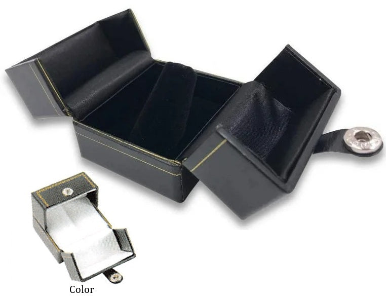 Caja de cuero sintético de lujo con cierre a presión