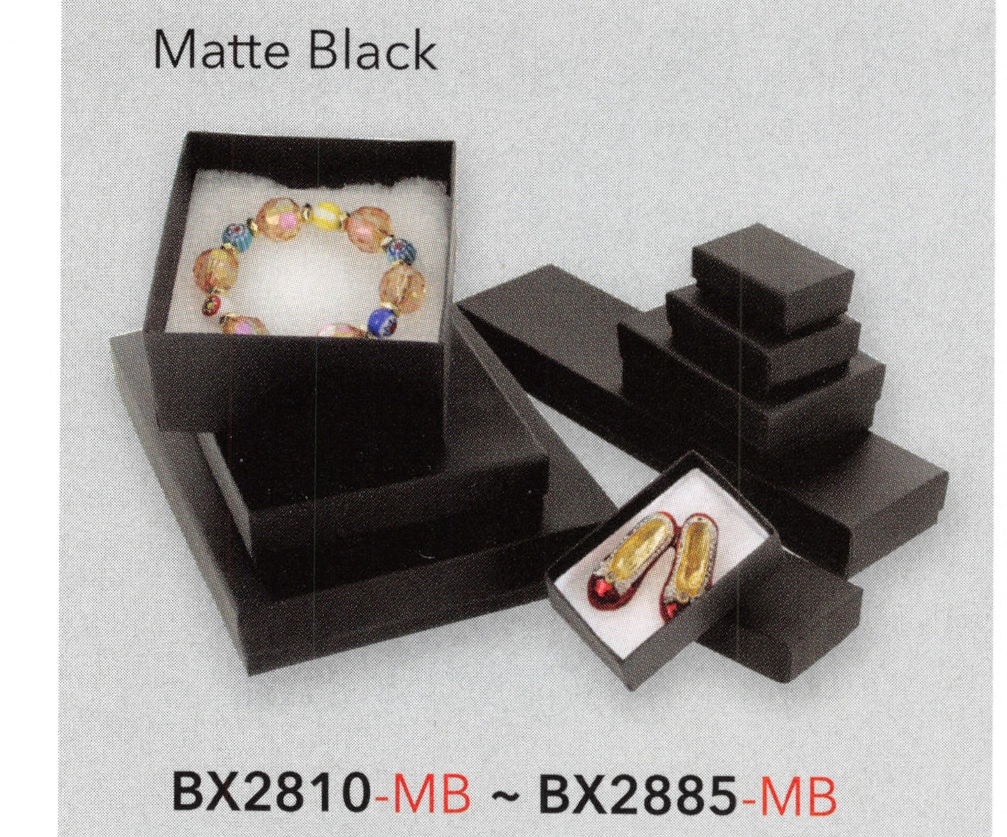 Cotton Filled Box - #85 - 8 1/8 x 5 5/8 x 1 3/8 - Matte Black