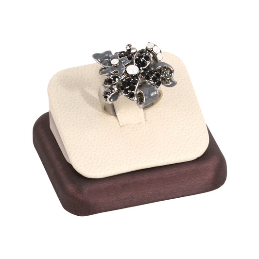 Clip para anillo (cuero beige con ribete marrón acero), set 35