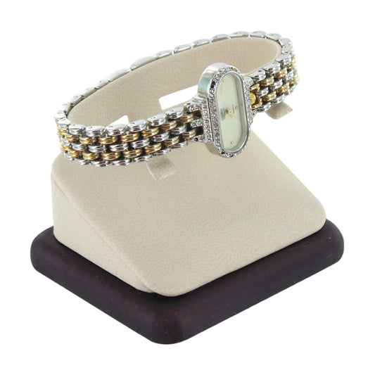 Reloj horizontal de cuero con correa de acero marrón set35