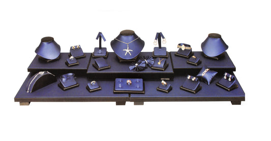 Expositor de pendientes: acero azul con detalles en color carbón