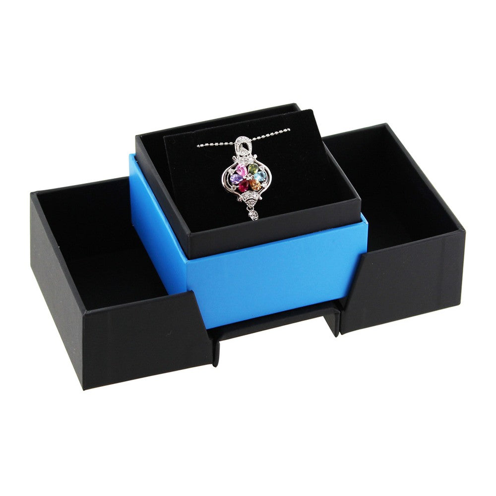 Pendant/Earring Box - Double Door - Cobalt Blue