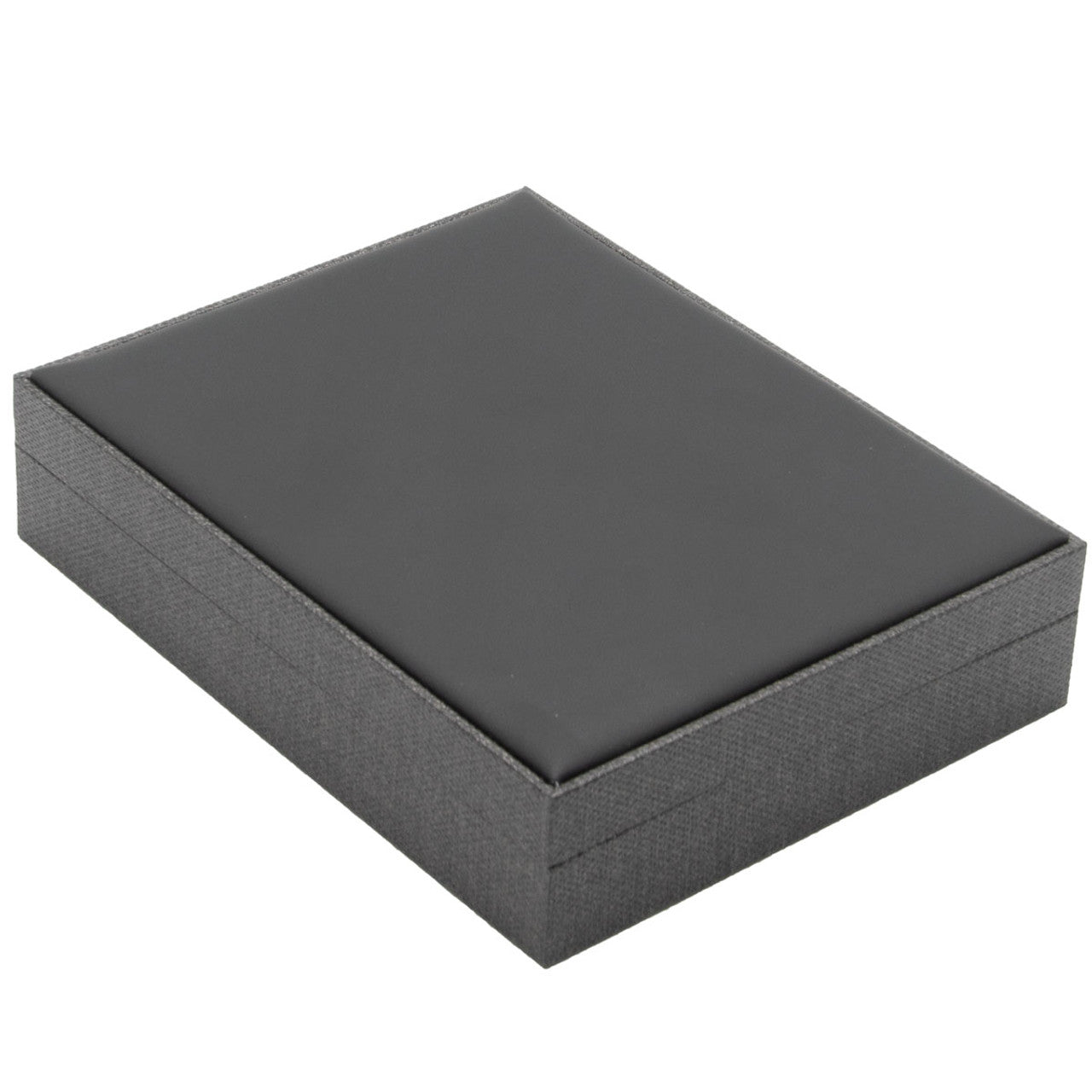 Caja gris de malla premium con
Parte superior acolchada con inserción de cuero sintético negro