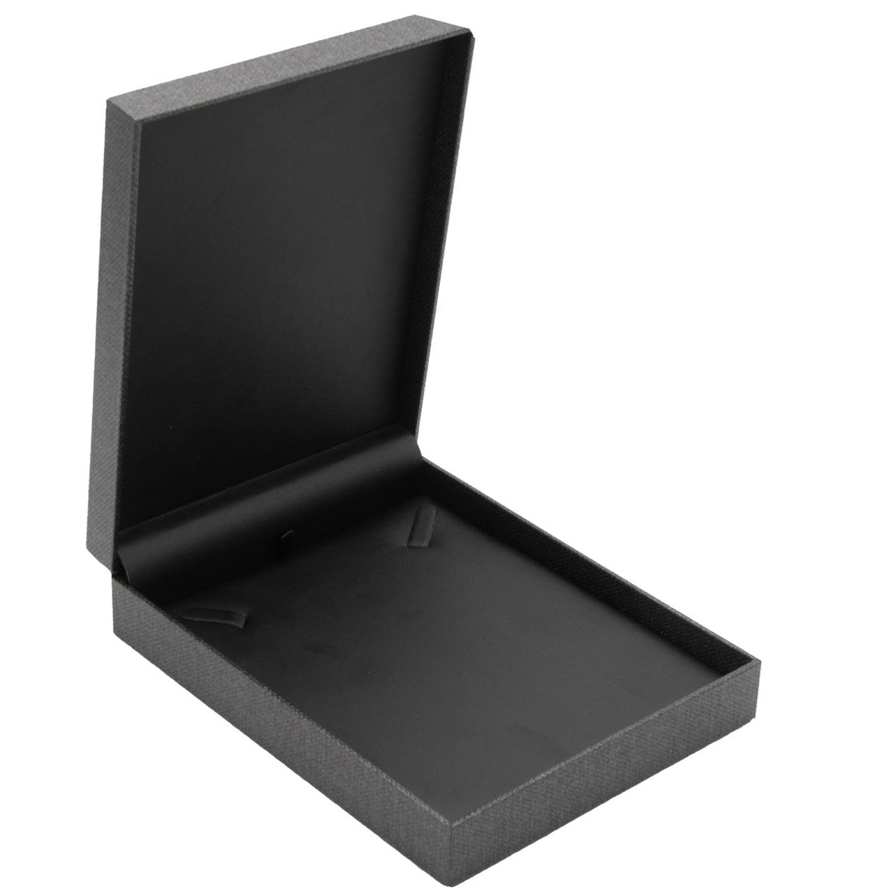 Caja gris de malla premium con
Parte superior acolchada con inserción de cuero sintético negro
