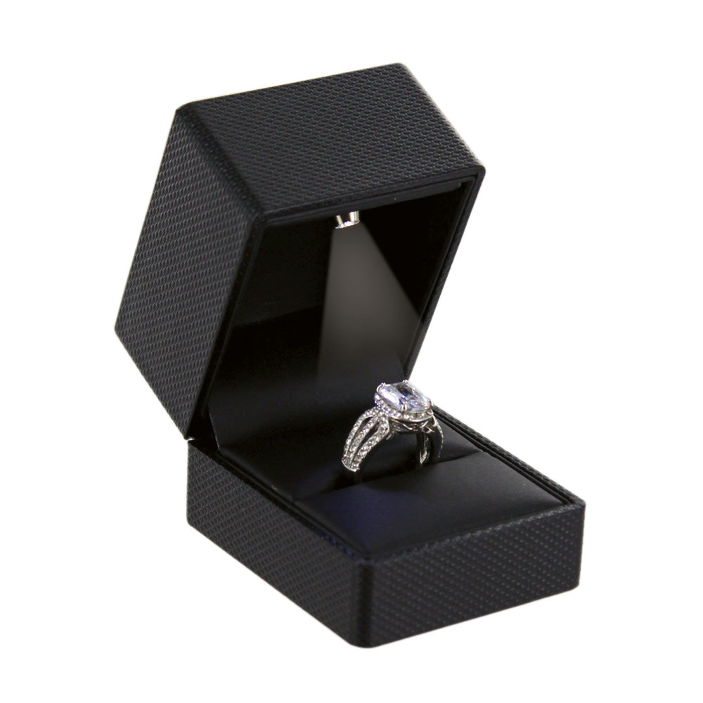 Caja de anillo con cinta LED
