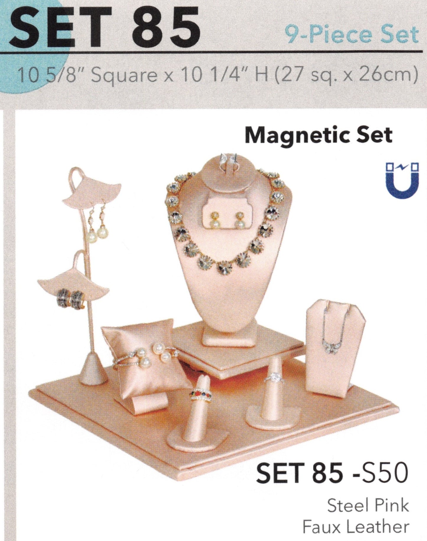 Juego de expositores magnéticos (9 piezas) - acero rosa