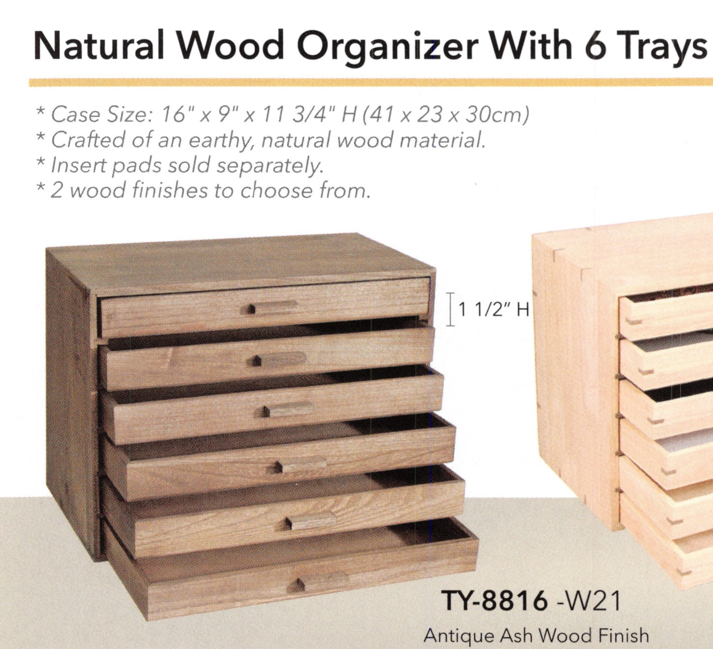 Organizador de madera natural con 6 bandejas