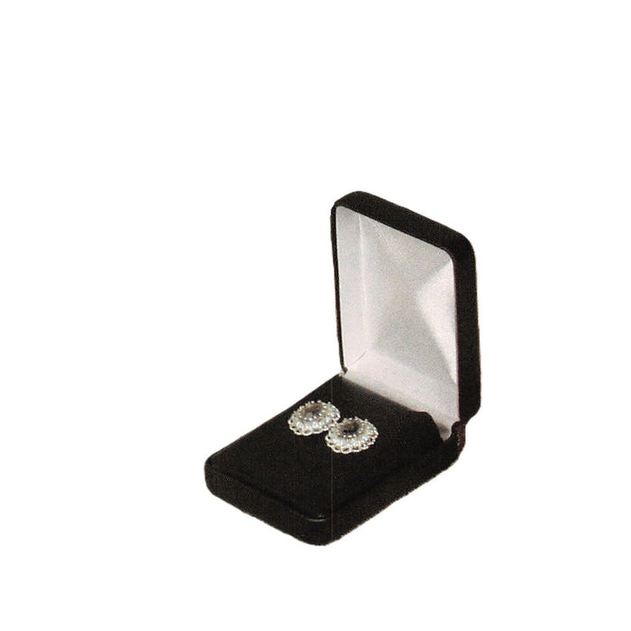 Earring/Pendant Box - Classic Faux Leather - Black