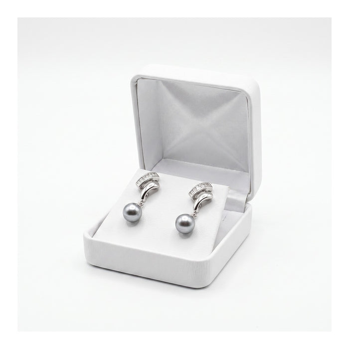 Earring/Pendant (Flap) Box - Classic Faux Leather - White