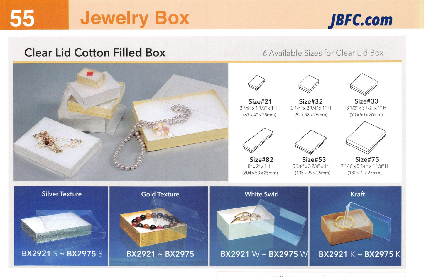 Clear Lid Cotton Filled Box - 100 pcs. Pack