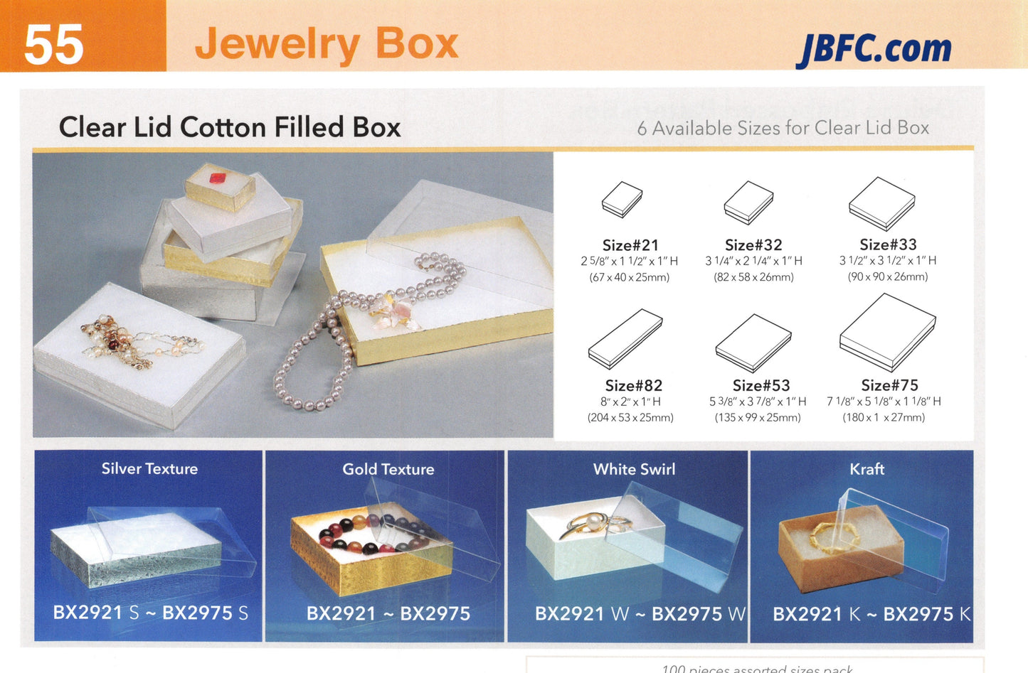 Clear Lid Cotton Filled Box - 100 pcs. Pack
