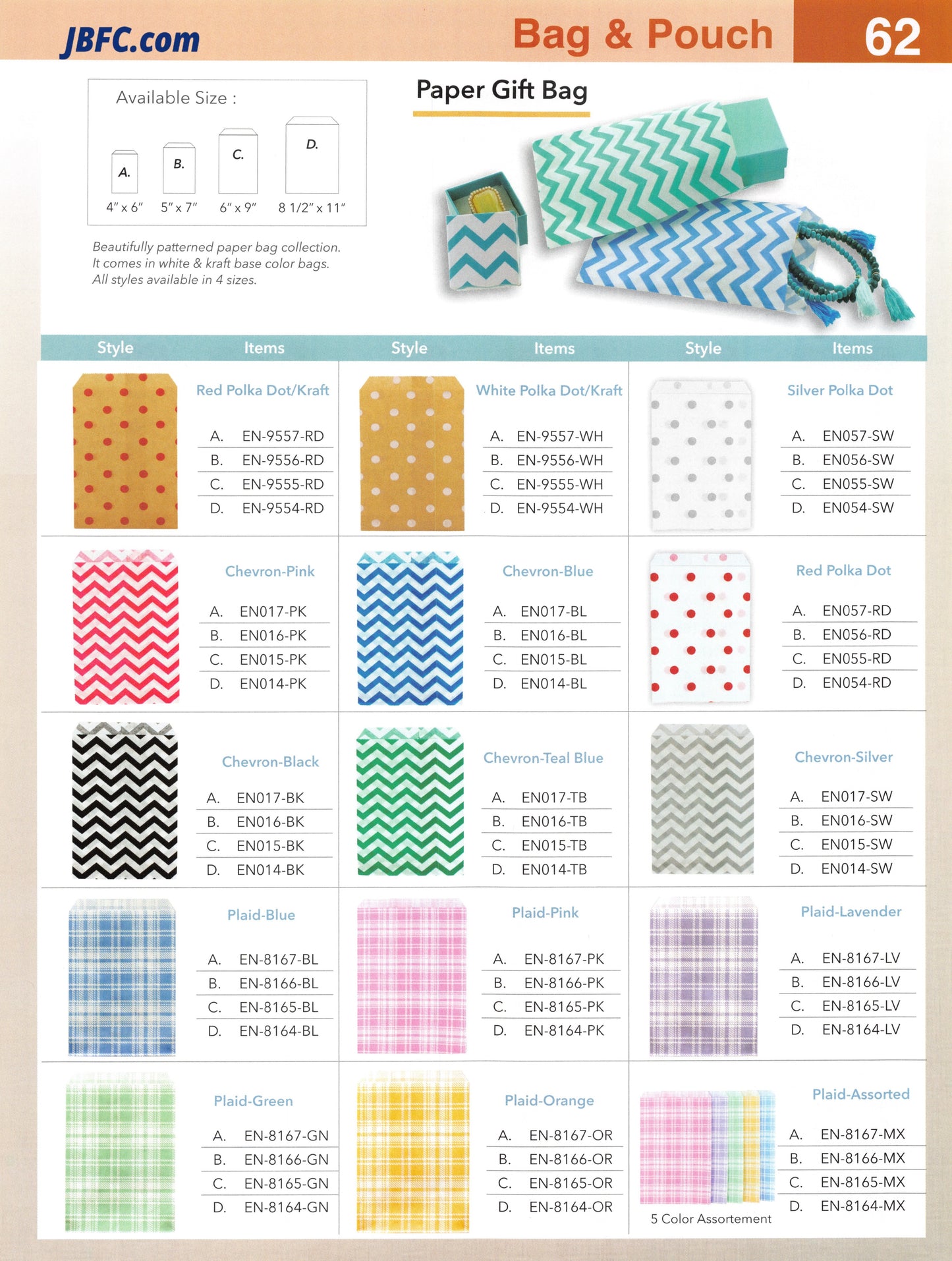Paper Gift Bag - Plaid - 1000 pcs. Pack