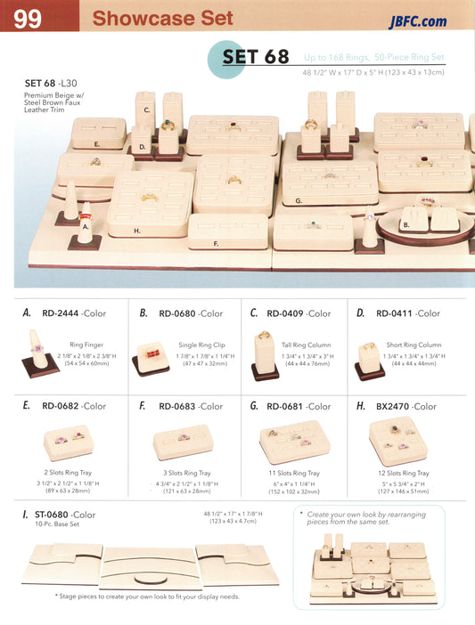 Soporte para dedo; base CUADRADA beige con acero marrón - SET68