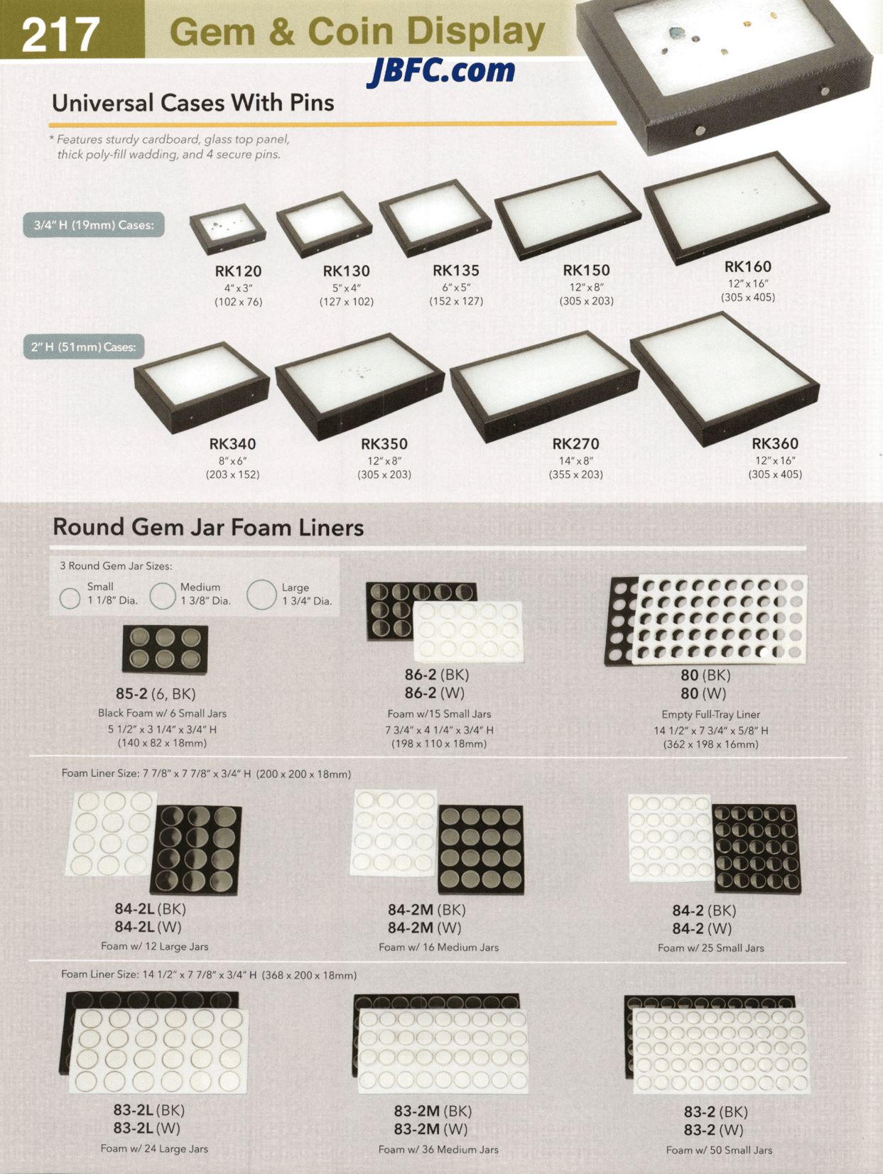 Revestimientos de espuma para tarros de gemas redondos