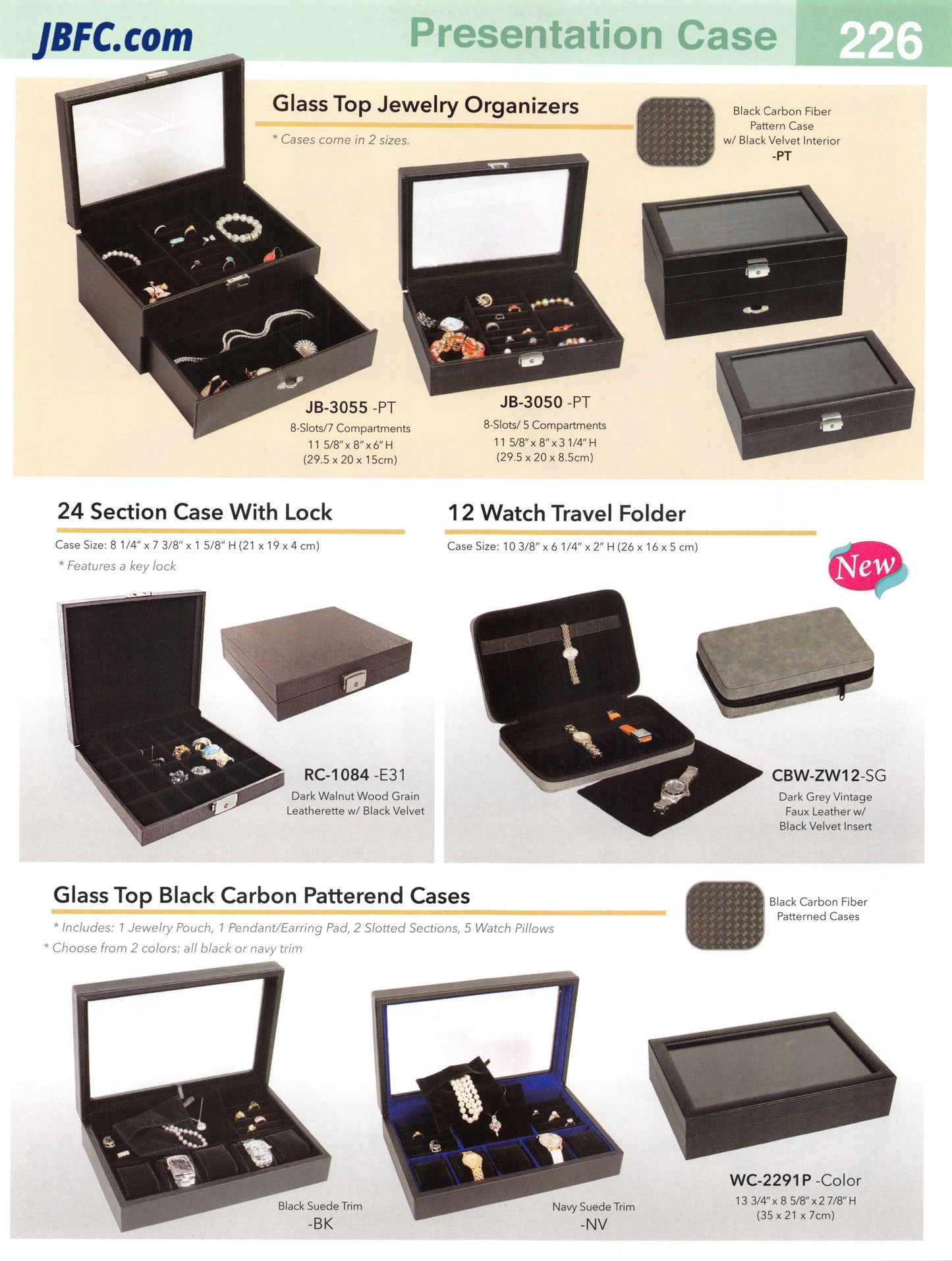 Estuches con tapa de vidrio y diseño de carbono negro