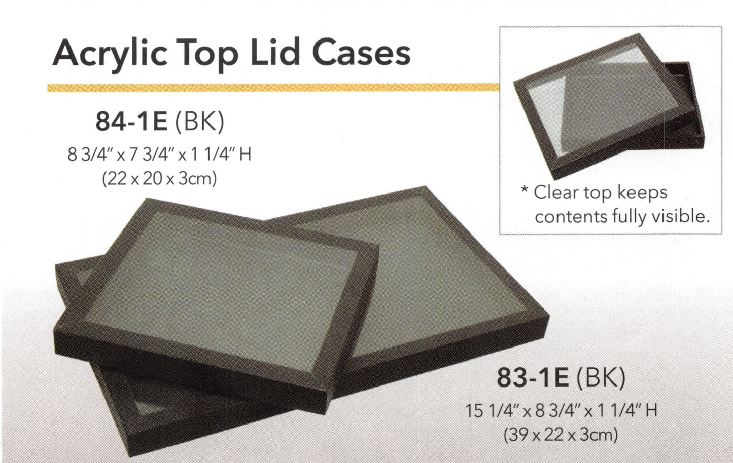 Estuches con tapa superior de acrílico