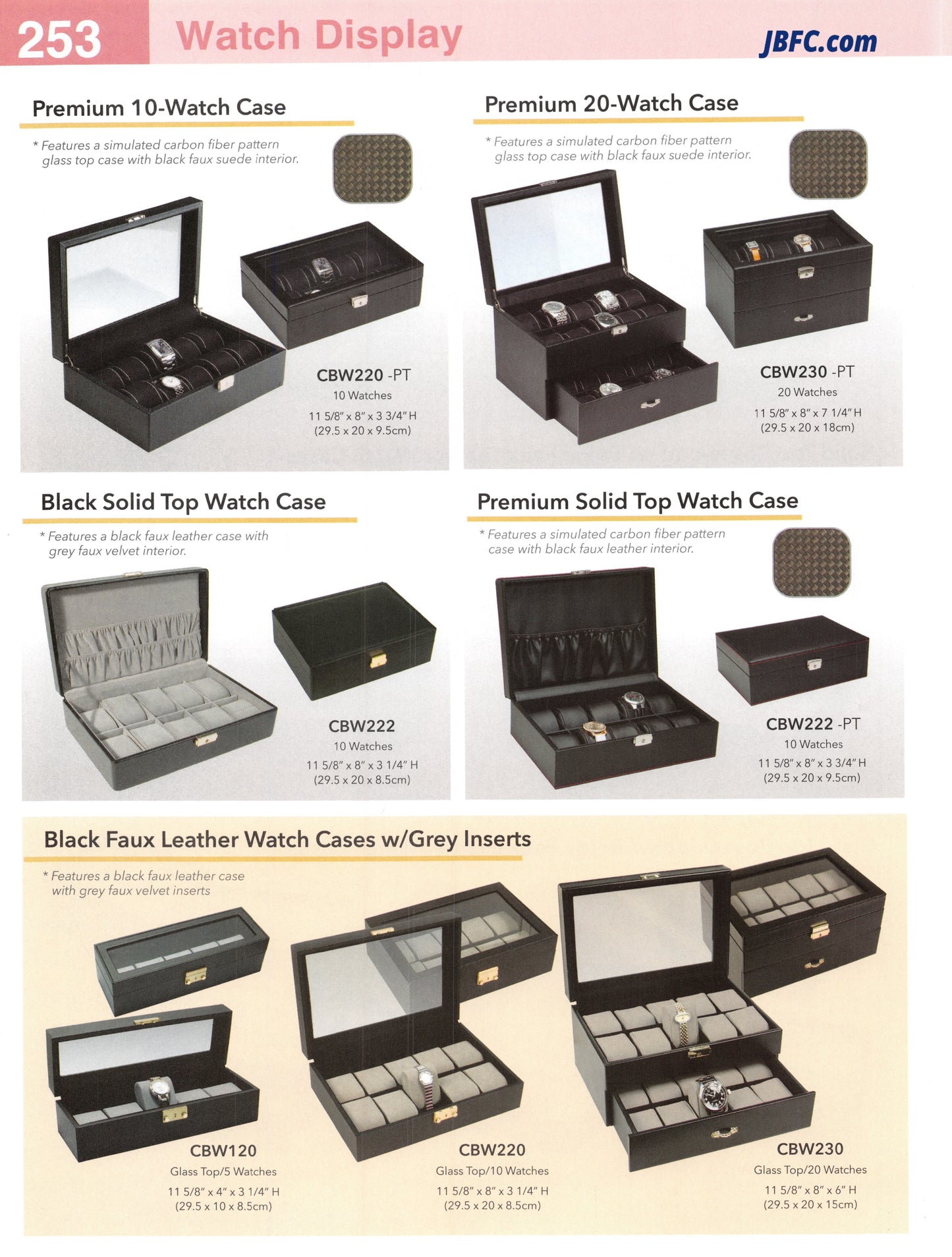 Estuche para reloj con parte superior sólida de color negro