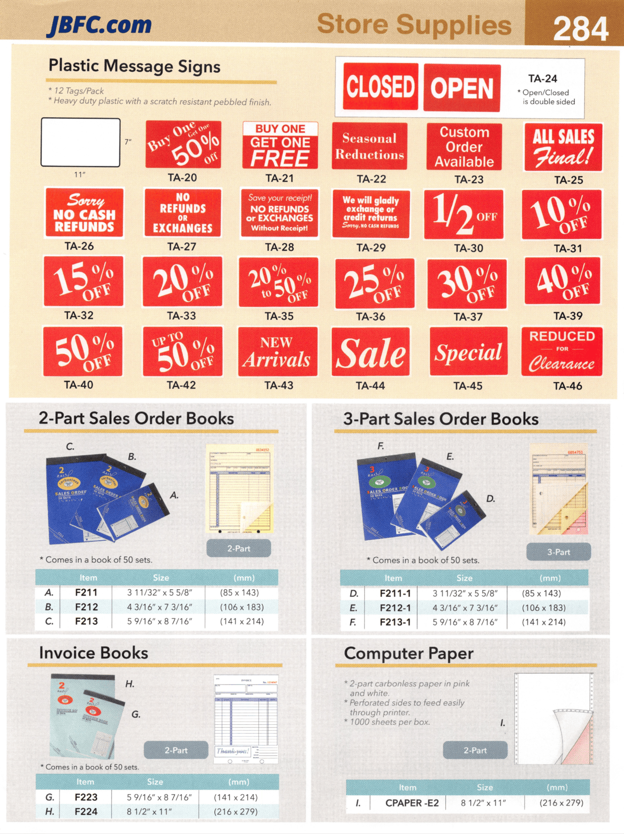 Libros de órdenes de venta de 2 y 3 partes