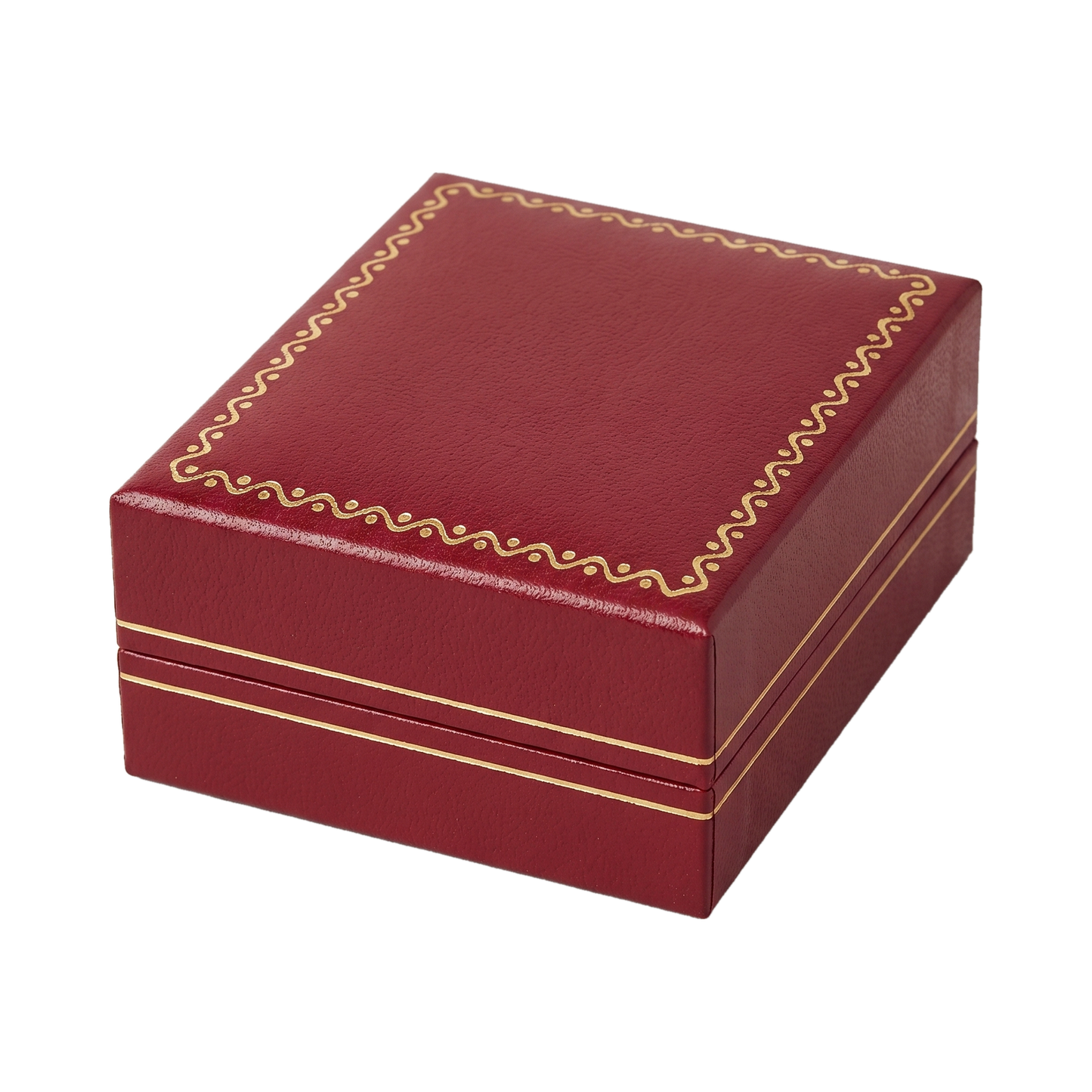 Earring Box - Classic Rectangular Style Leatherette - Red / White — 2⅝ x 3⅛ x 1⅛ in