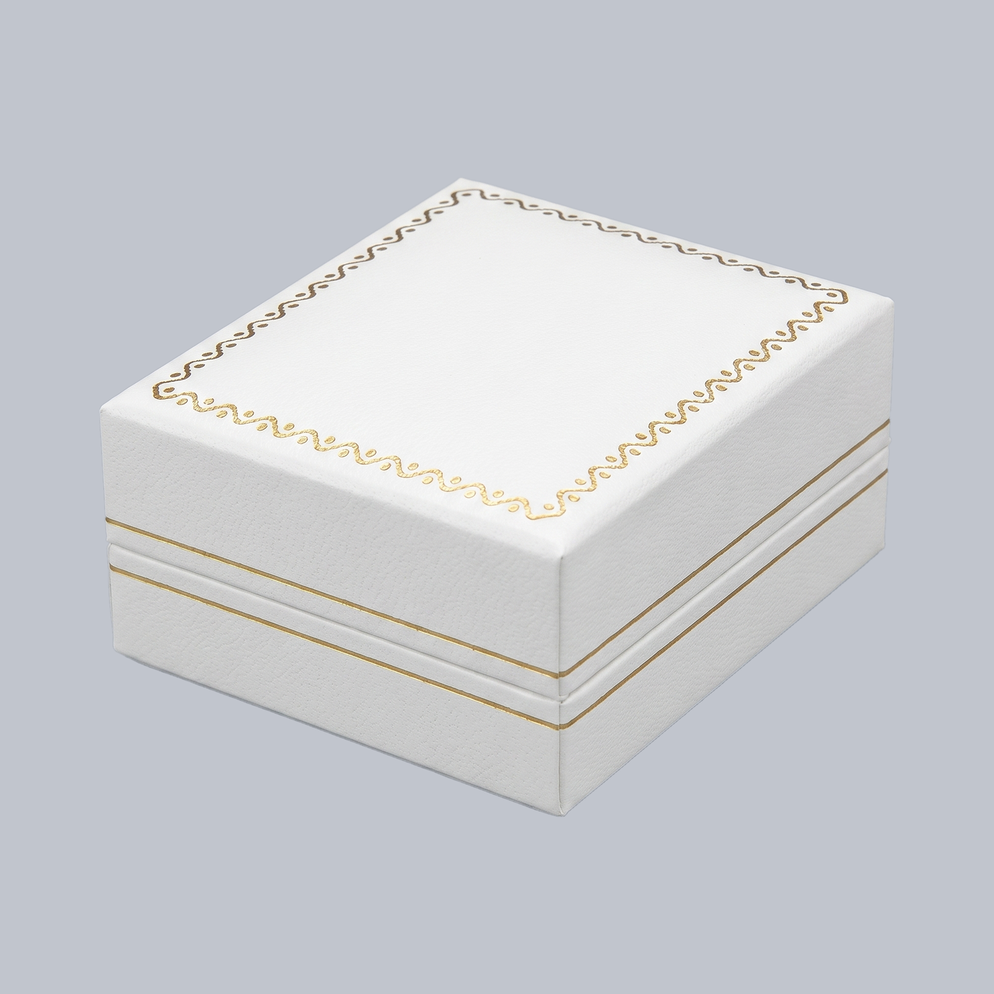 Earring Box - Classic Rectangular Style Leatherette - White / White — 2⅝ x 3⅛ x 1⅛ in