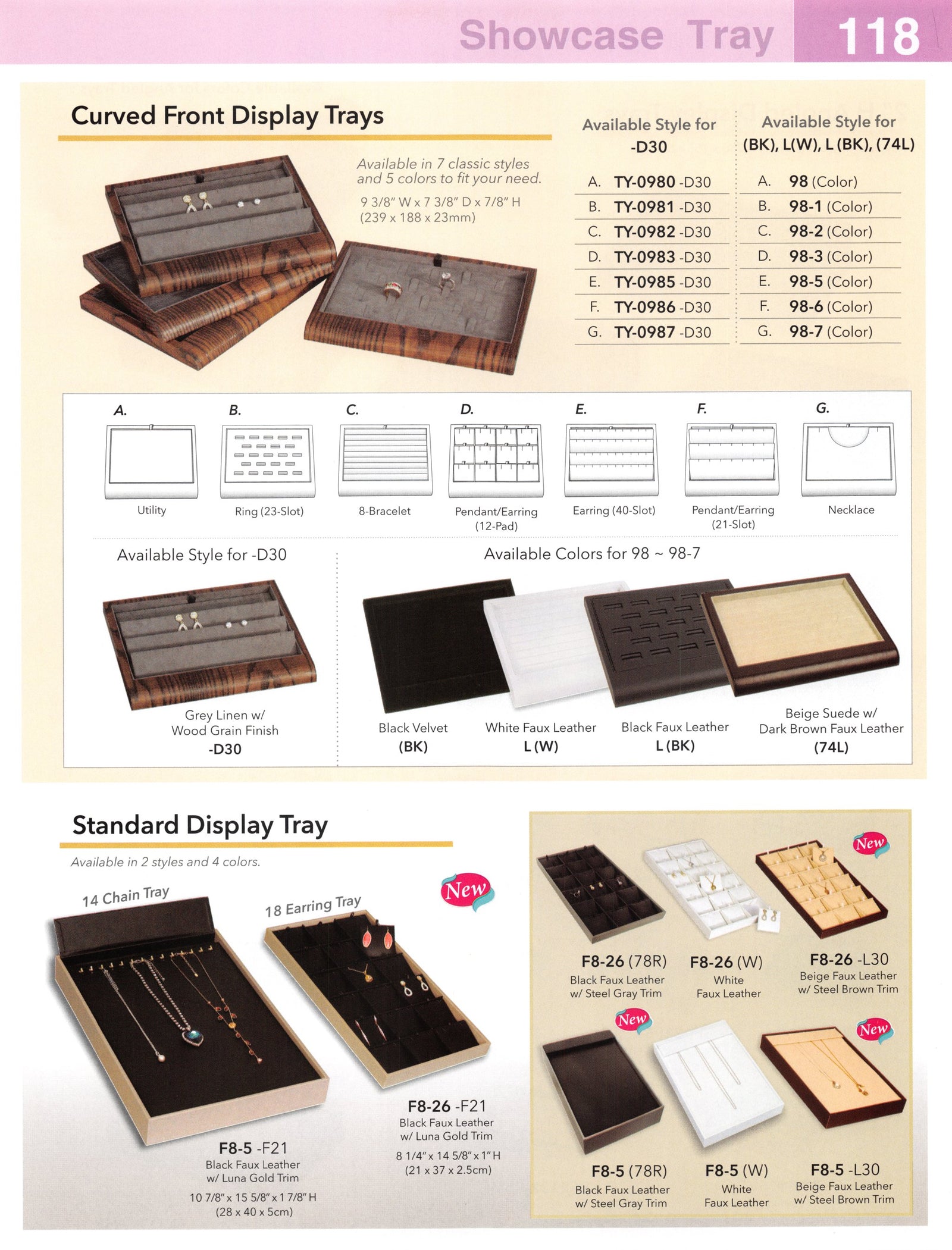 Catalog page — Curved Front Display Trays