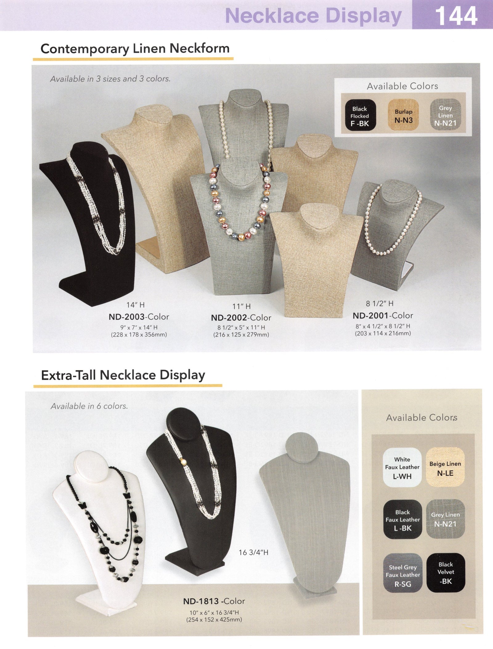 Catalog page — Contemporary Linen Neckform