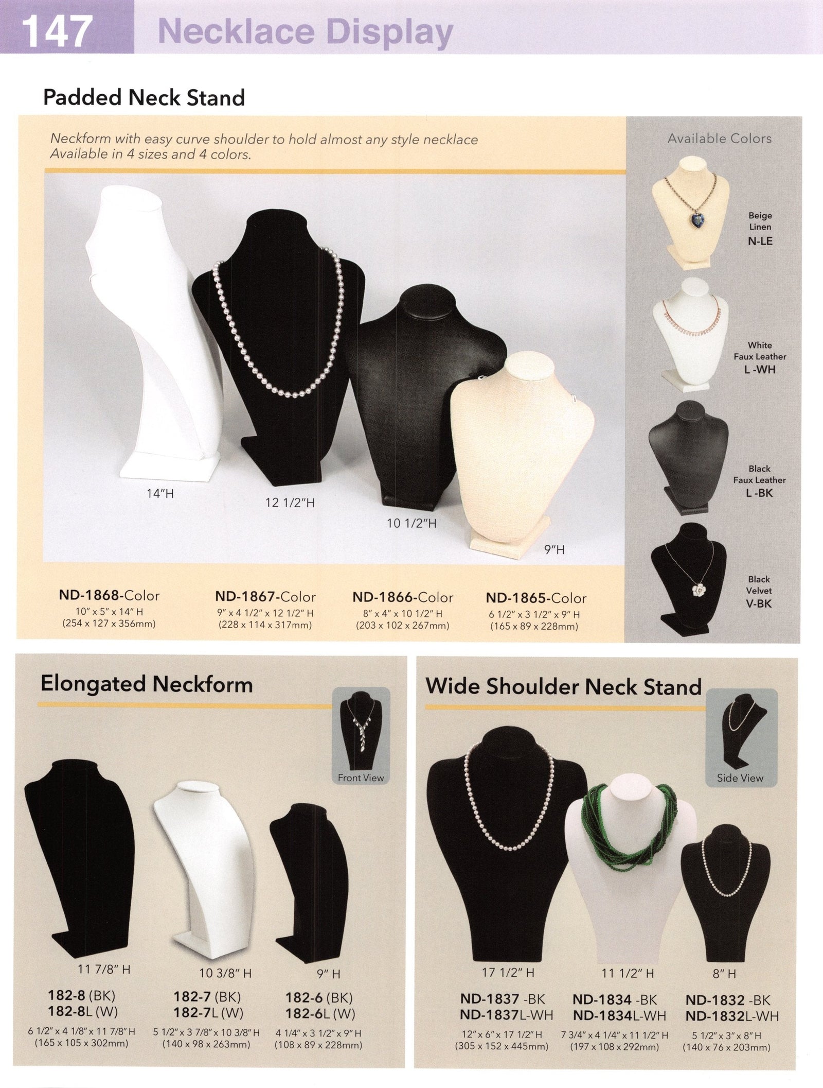 Catalog page — Elongated Neckform