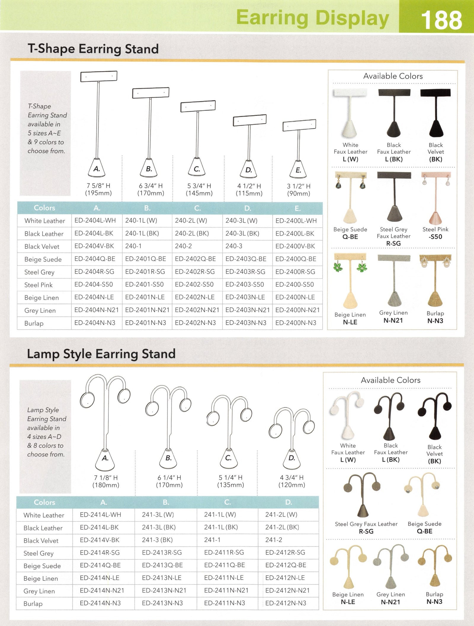 Catalog page — T-Shape Earring Stand