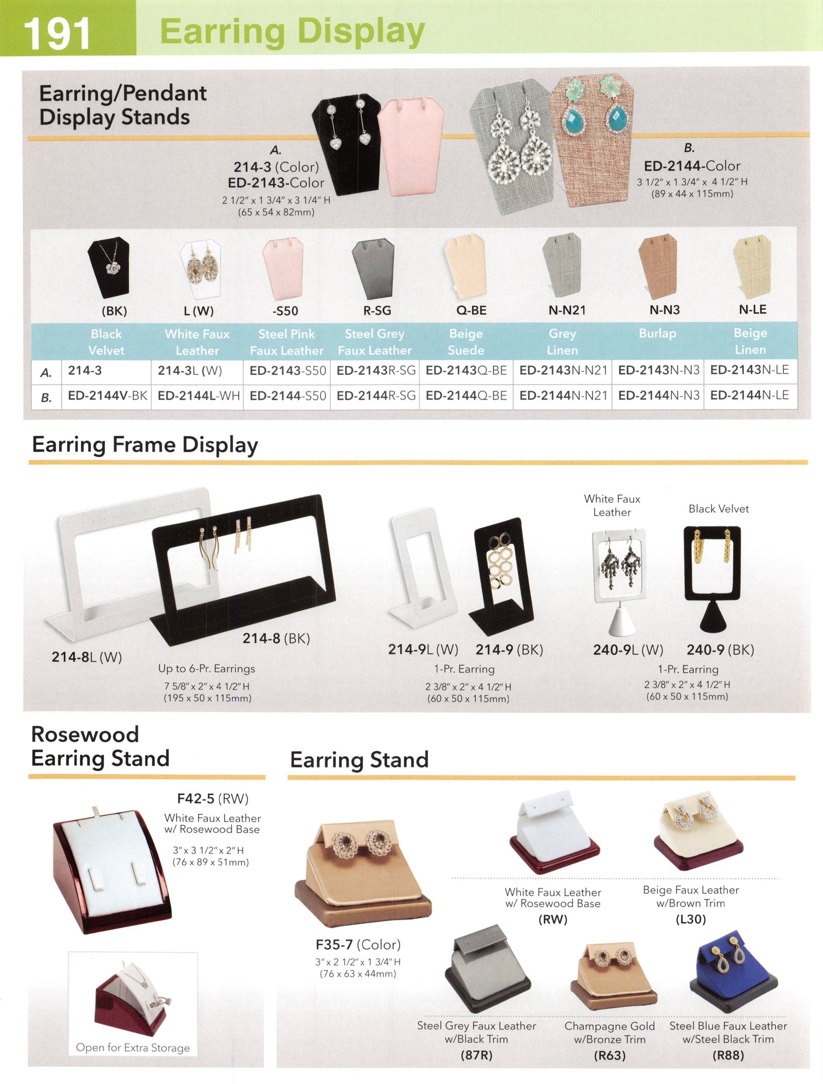 Catalog page — Earring/Pendant Display Stand — Tapered Pad