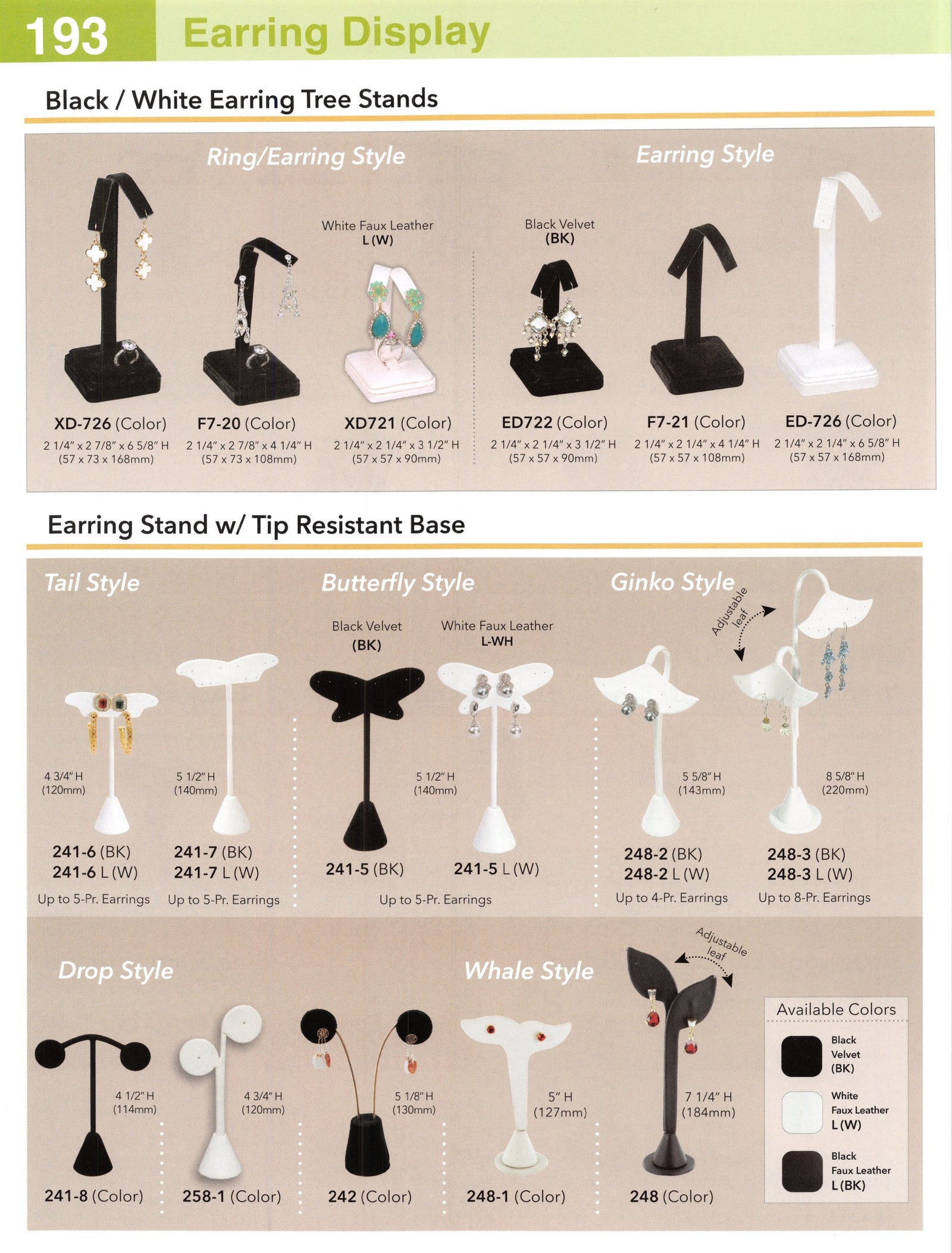 Catalog page — Earring Stand w/ Tip Resistant Base