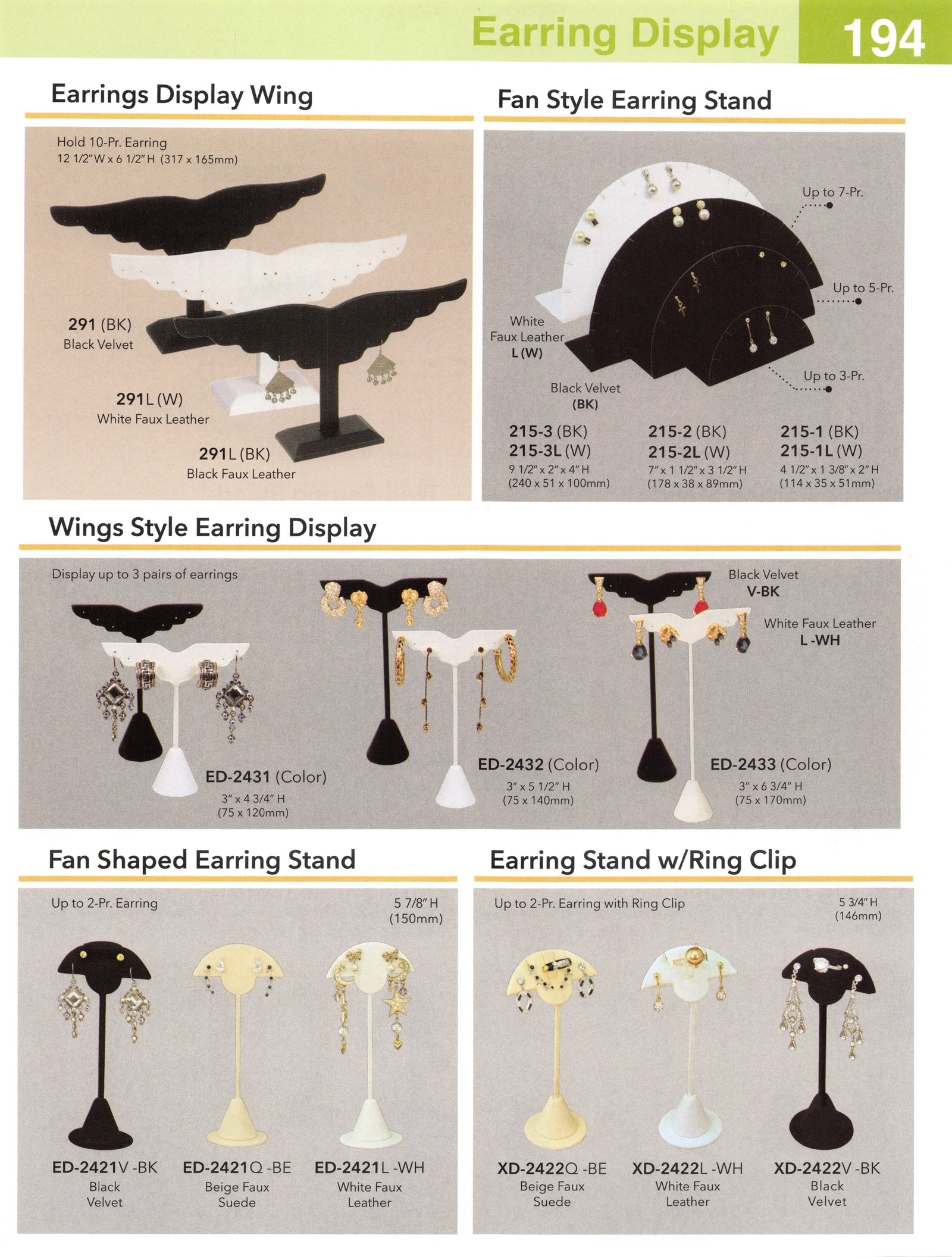 Catalog page — Earrings Display Wing