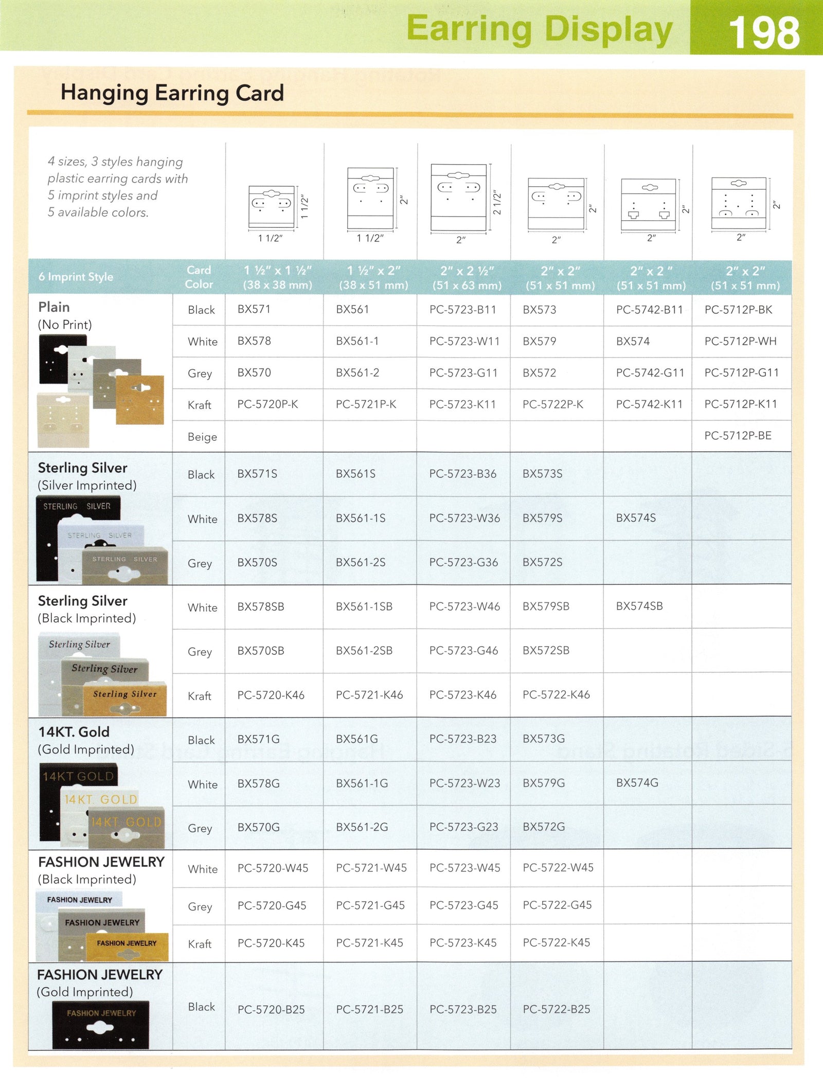 Catalog page — Hanging Earring Card