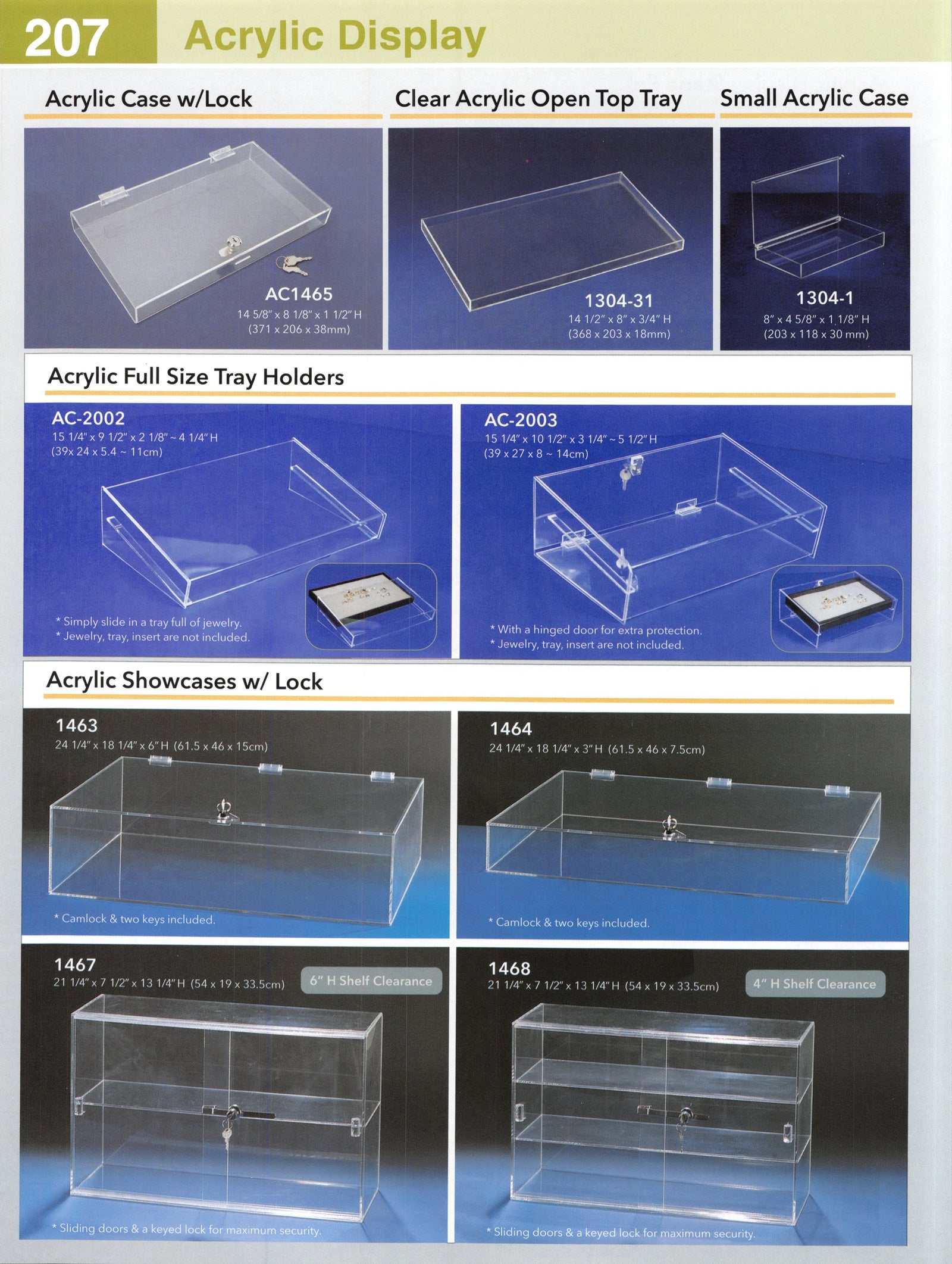 Catalog page — Acrylic Showcases w/ Lock