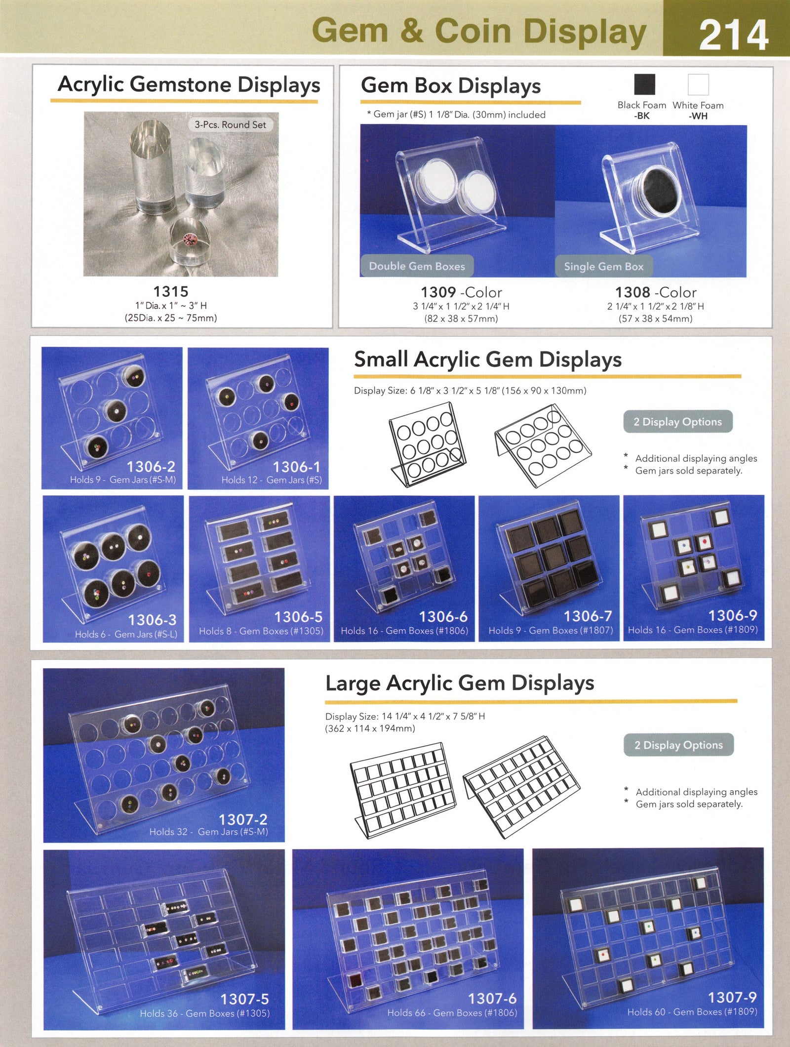 Catalog page — Small Acrylic Gem Displays
