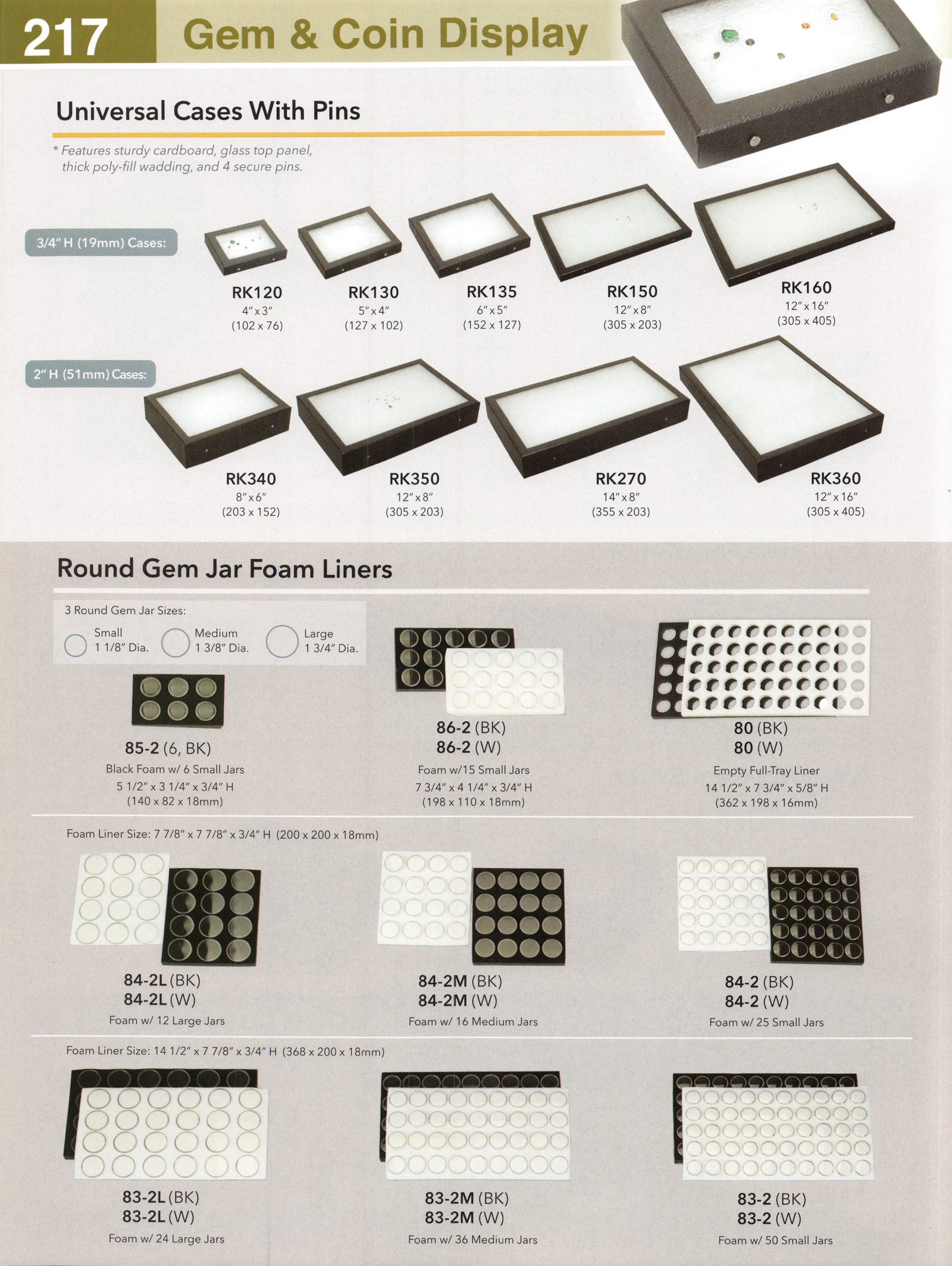 Catalog page — Round Gem Jar Foam Liners