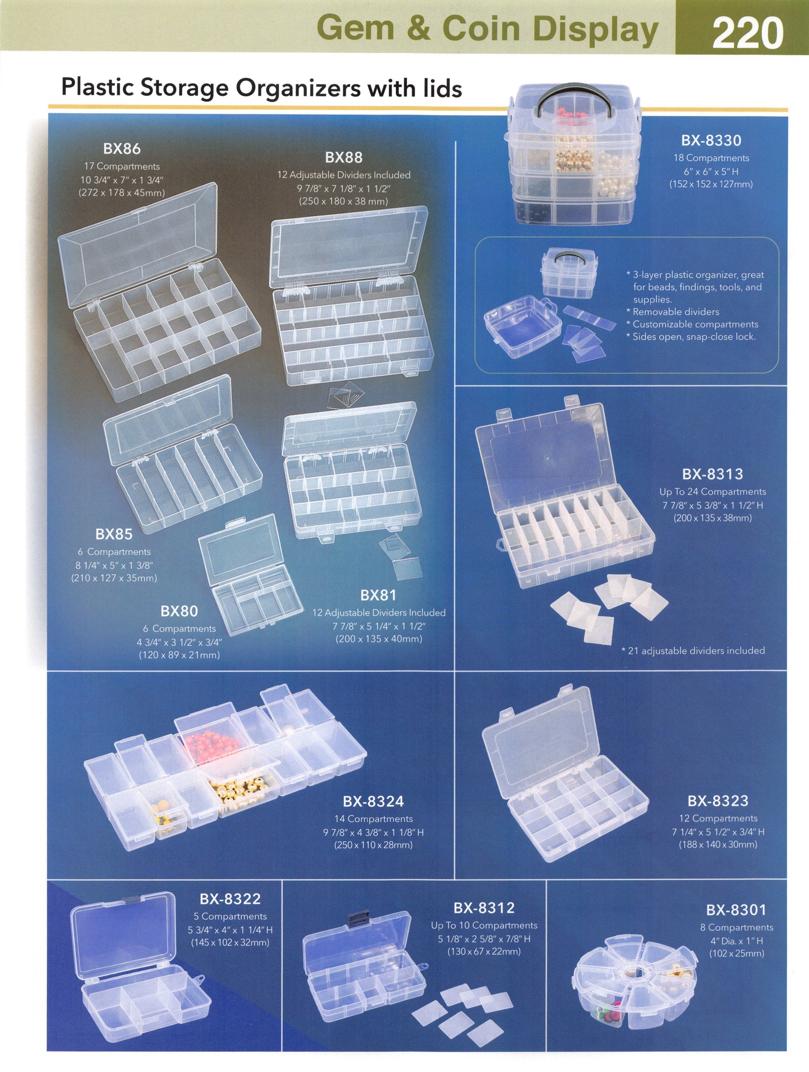 Catalog page — Plastic Storage Organizers with Lids