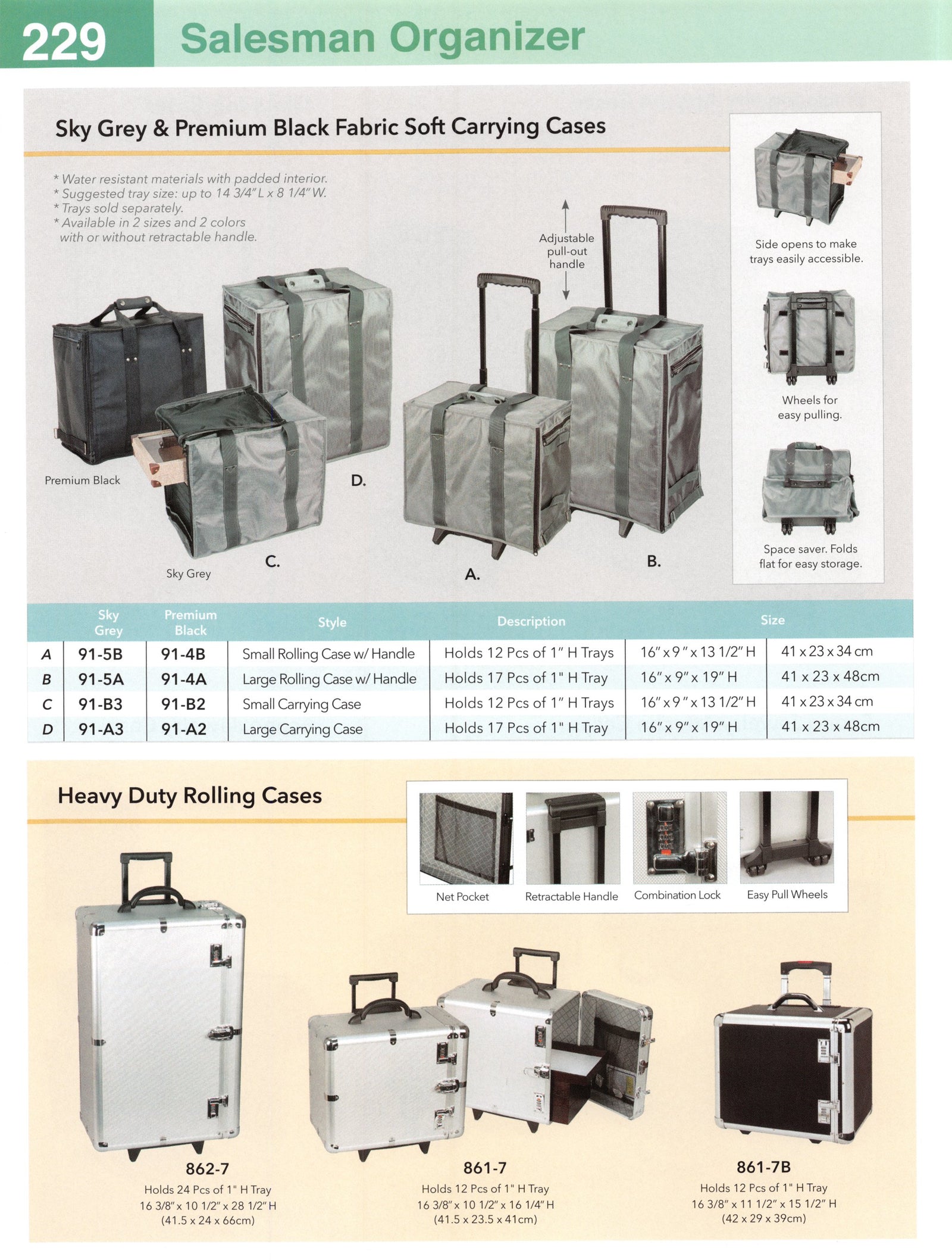 Catalog page — Sky Grey & Premium Black Fabric Soft Carrying Cases