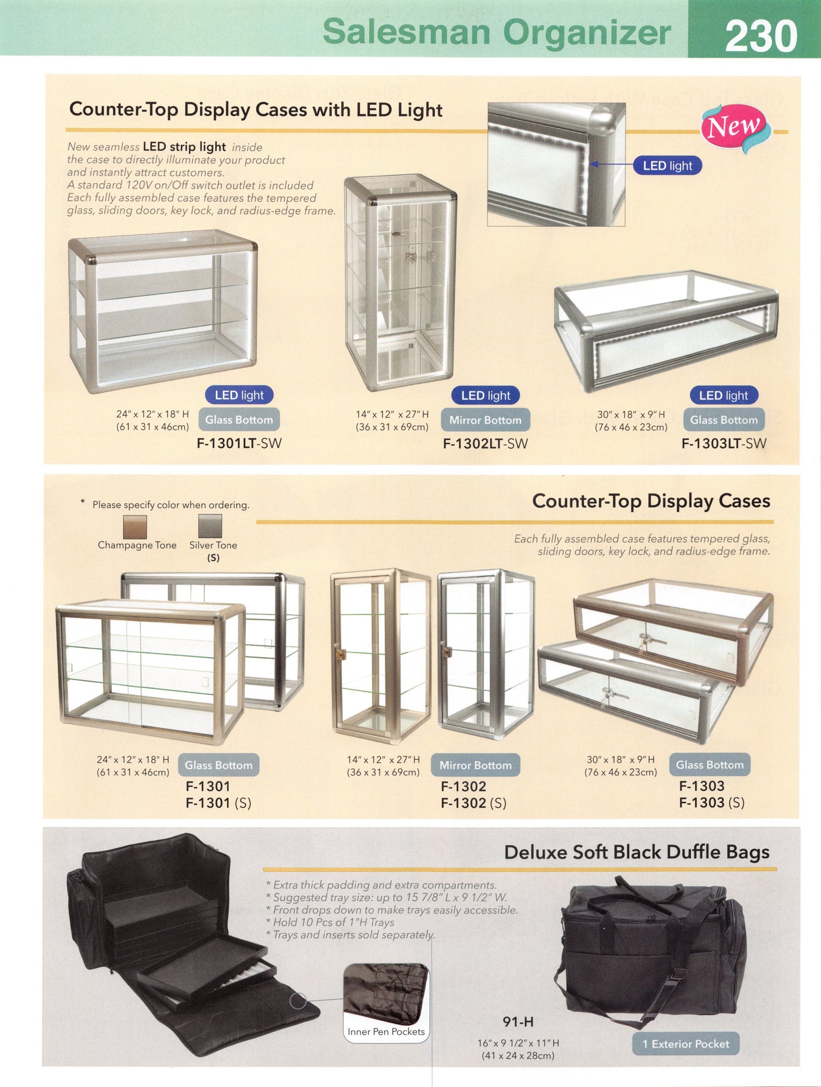 Catalog page — Deluxe Soft Black Duffle Bags