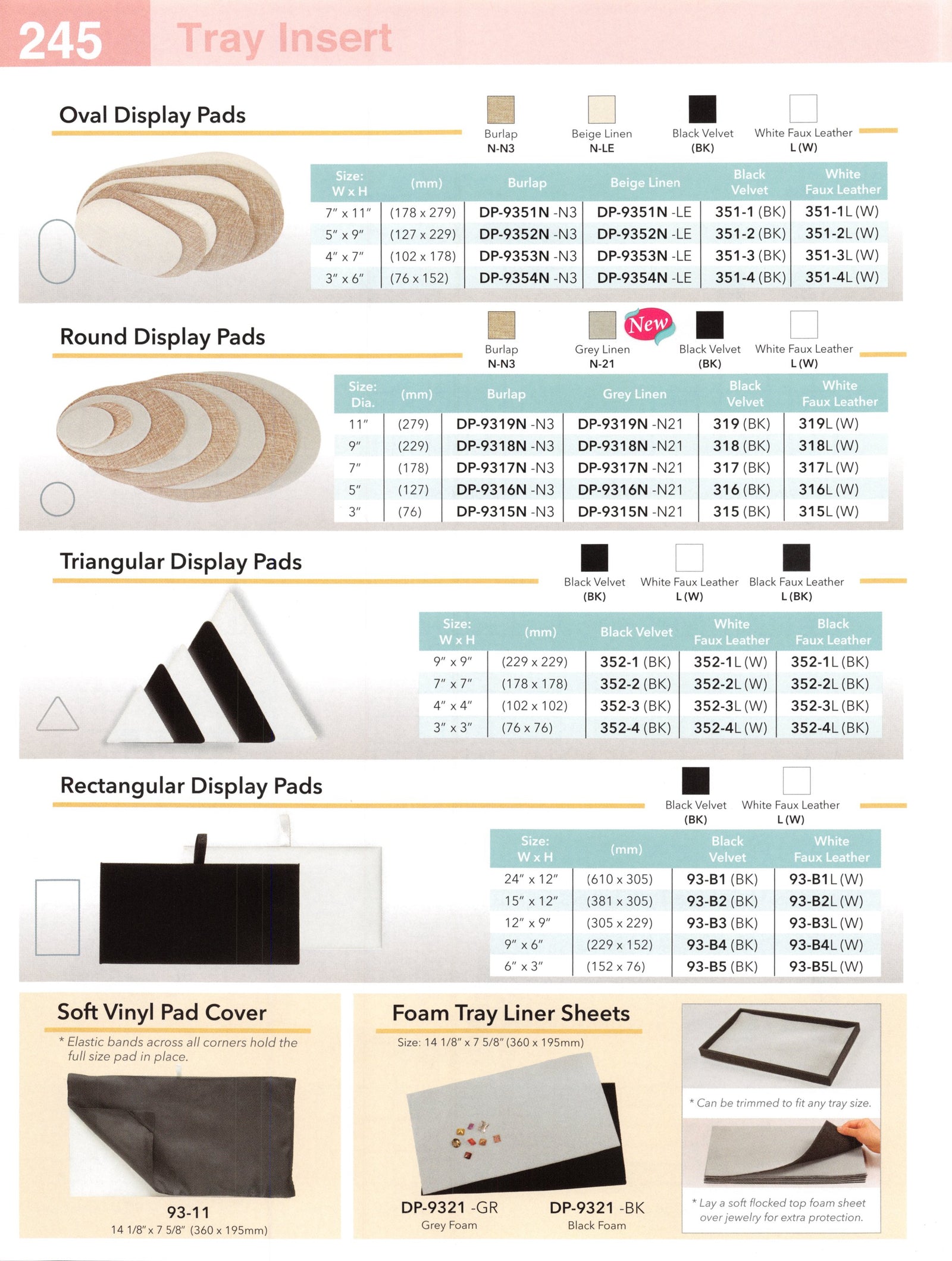 Catalog page — Round Display Pads