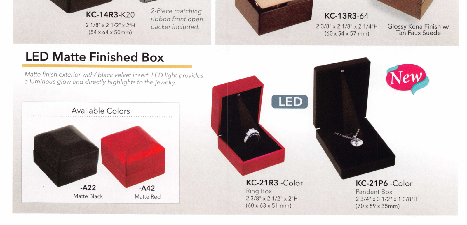Catalog page — LED Matte Boxes