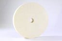 White felt polishing wheel with a centre arbor hole, for lapidary cabbing machines